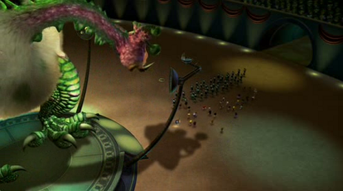 Jimmy Neutron: Boy Genius (2001) - Poultra chases the parents out of the arena. Jimmy Neutron: Boy Genius (2001) - Poultra chases the parents out of the arena.