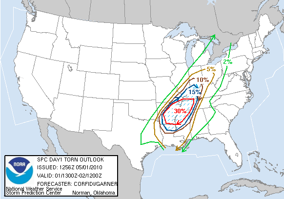 Tornado probability - May 1, 2010 Tornado probability - May 1, 2010