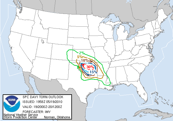Tornado outlook and probability - May 19, 2010 Tornado outlook and probability - May 19, 2010