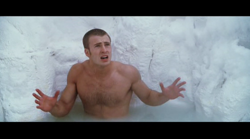 Fantastic Four (2005) - Johnny Storm accidentally created a hot tub in the snow. Fantastic Four (2005) - Johnny Storm accidentally created a hot tub in the snow.